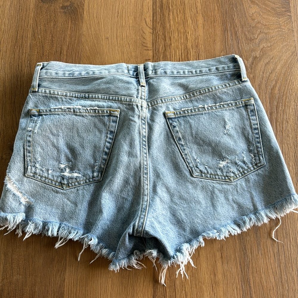 AGOLDE Light Blue Distressed Denim Jean Shorts - Picture 4 of 5